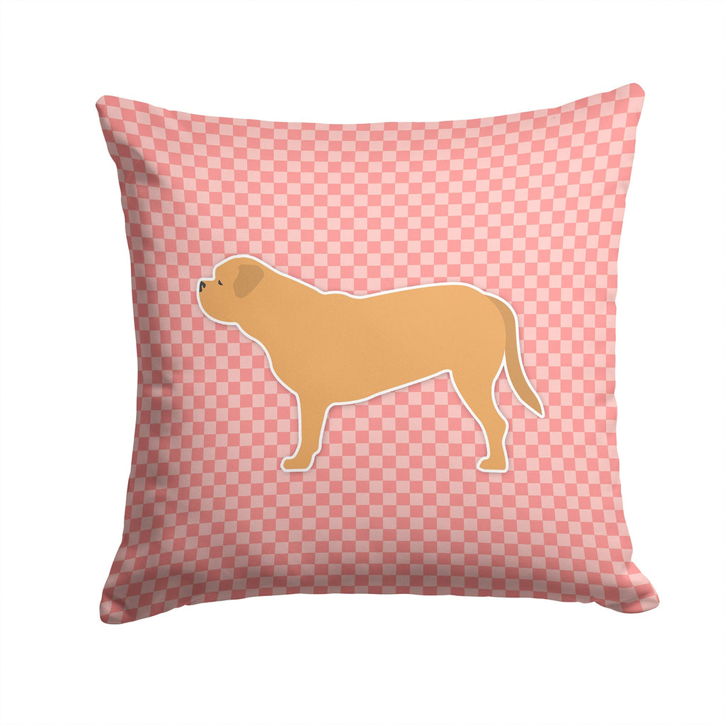 Dogue de Bordeaux Checkerboard Pink Decorative Throw Pillow 14x14 Indoor Outdoor Accent Cushion, Fabric Cover with Insert for Sofa, Bed, Porch & Living Room