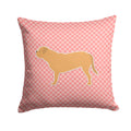 Dogue de Bordeaux Checkerboard Pink Decorative Throw Pillow 14x14 Indoor Outdoor Accent Cushion, Fabric Cover with Insert for Sofa, Bed, Porch & Living Room