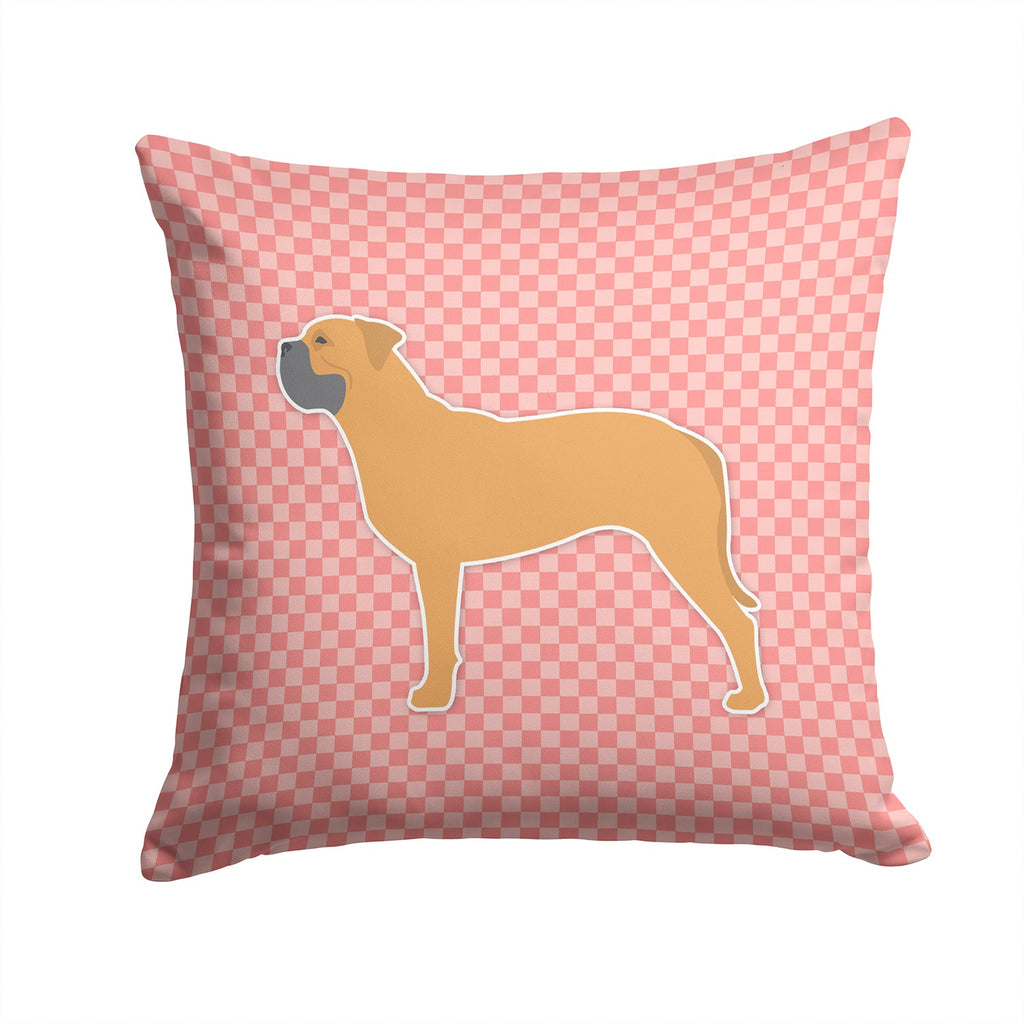 Bullmastiff Checkerboard Pink Decorative Throw Pillow 14x14 Indoor Outdoor Accent Cushion, Fabric Cover with Insert for Sofa, Bed, Porch & Living Room