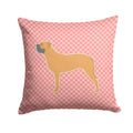 Bullmastiff Checkerboard Pink Decorative Throw Pillow 14x14 Indoor Outdoor Accent Cushion, Fabric Cover with Insert for Sofa, Bed, Porch & Living Room