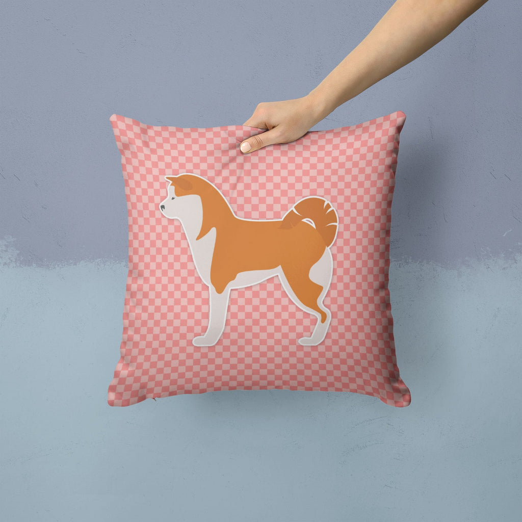 Akita Checkerboard Pink Decorative Throw Pillow 14x14 Indoor Outdoor Accent Cushion, Fabric Cover with Insert for Sofa, Bed, Porch & Living Room