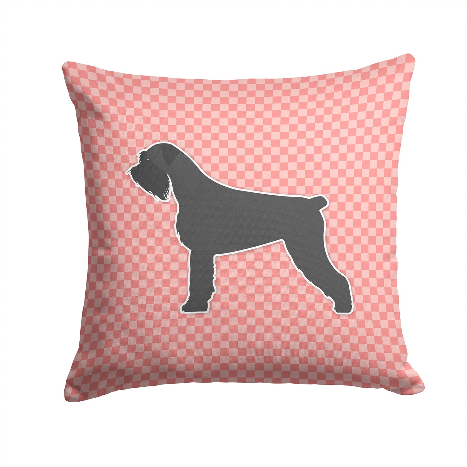 Giant Schnauzer Checkerboard Pink Decorative Throw Pillow 14x14 Indoor Outdoor Accent Cushion, Fabric Cover with Insert for Sofa, Bed, Porch & Living Room