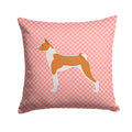 Basenji Checkerboard Pink Decorative Throw Pillow 14x14 Indoor Outdoor Accent Cushion, Fabric Cover with Insert for Sofa, Bed, Porch & Living Room