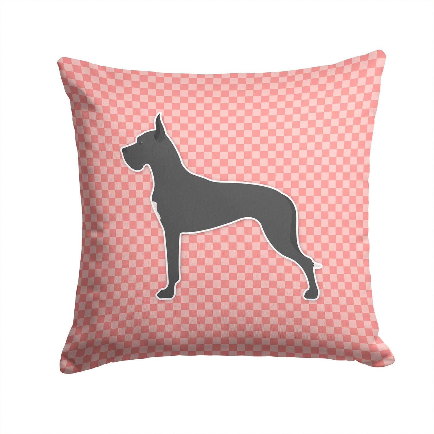 Great Dane Checkerboard Pink Decorative Throw Pillow 14x14 Indoor Outdoor Accent Cushion, Fabric Cover with Insert for Sofa, Bed, Porch & Living Room