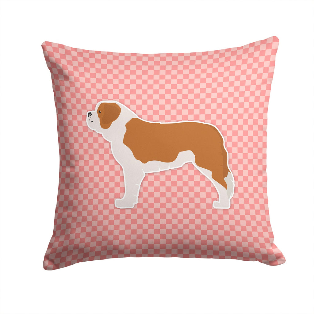 Saint Bernard Checkerboard Pink Decorative Throw Pillow 14x14 Indoor Outdoor Accent Cushion, Fabric Cover with Insert for Sofa, Bed, Porch & Living Room