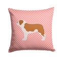 Saint Bernard Checkerboard Pink Decorative Throw Pillow 14x14 Indoor Outdoor Accent Cushion, Fabric Cover with Insert for Sofa, Bed, Porch & Living Room