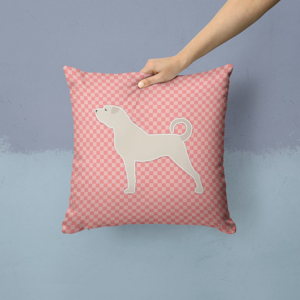 Anatolian Shepherd Checkerboard Pink Decorative Throw Pillow 14x14 Indoor Outdoor Accent Cushion, Fabric Cover with Insert for Sofa, Bed, Porch & Living Room