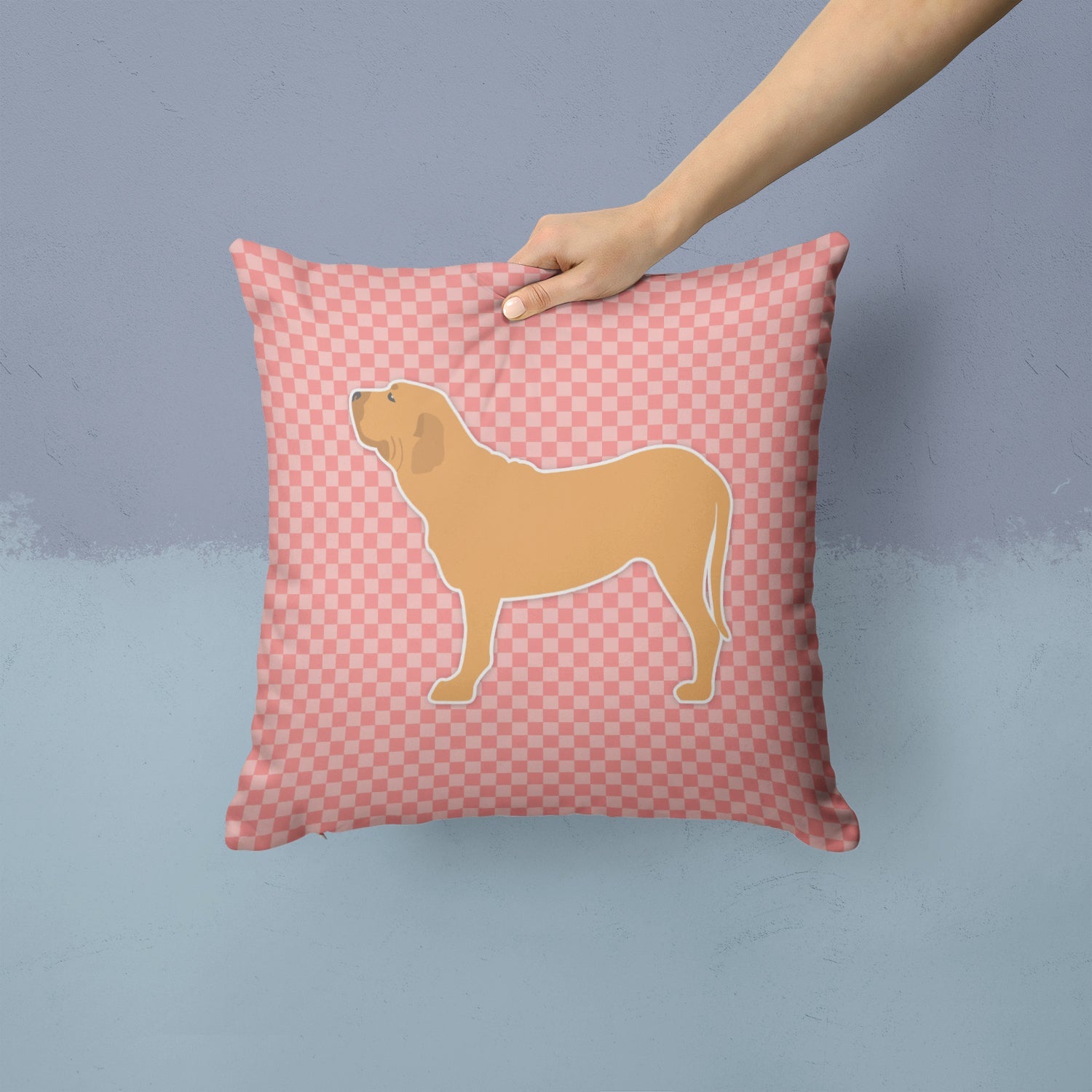 Fila Brasileiro Checkerboard Pink Decorative Throw Pillow 14x14 Indoor Outdoor Accent Cushion, Fabric Cover with Insert for Sofa, Bed, Porch & Living Room