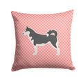 Siberian Husky Checkerboard Pink Decorative Throw Pillow 14x14 Indoor Outdoor Accent Cushion, Fabric Cover with Insert for Sofa, Bed, Porch & Living Room