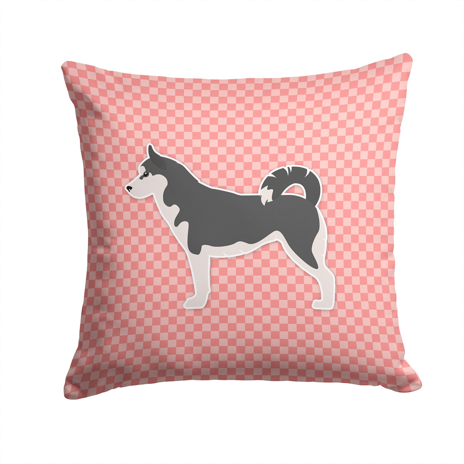 Siberian Husky Checkerboard Pink Decorative Throw Pillow 14x14 Indoor Outdoor Accent Cushion, Fabric Cover with Insert for Sofa, Bed, Porch & Living Room