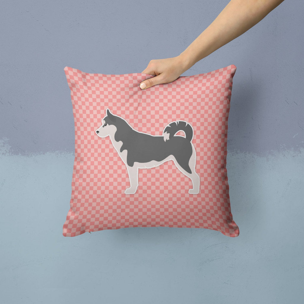 Siberian Husky Checkerboard Pink Decorative Throw Pillow 14x14 Indoor Outdoor Accent Cushion, Fabric Cover with Insert for Sofa, Bed, Porch & Living Room