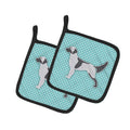 English Setter  Checkerboard Blue Pot Holder Set of 2 Heat Resistant Quilted Hot Pads 7.5 x 7.5 Inch, Insulated Kitchen Trivets for Cooking & Baking