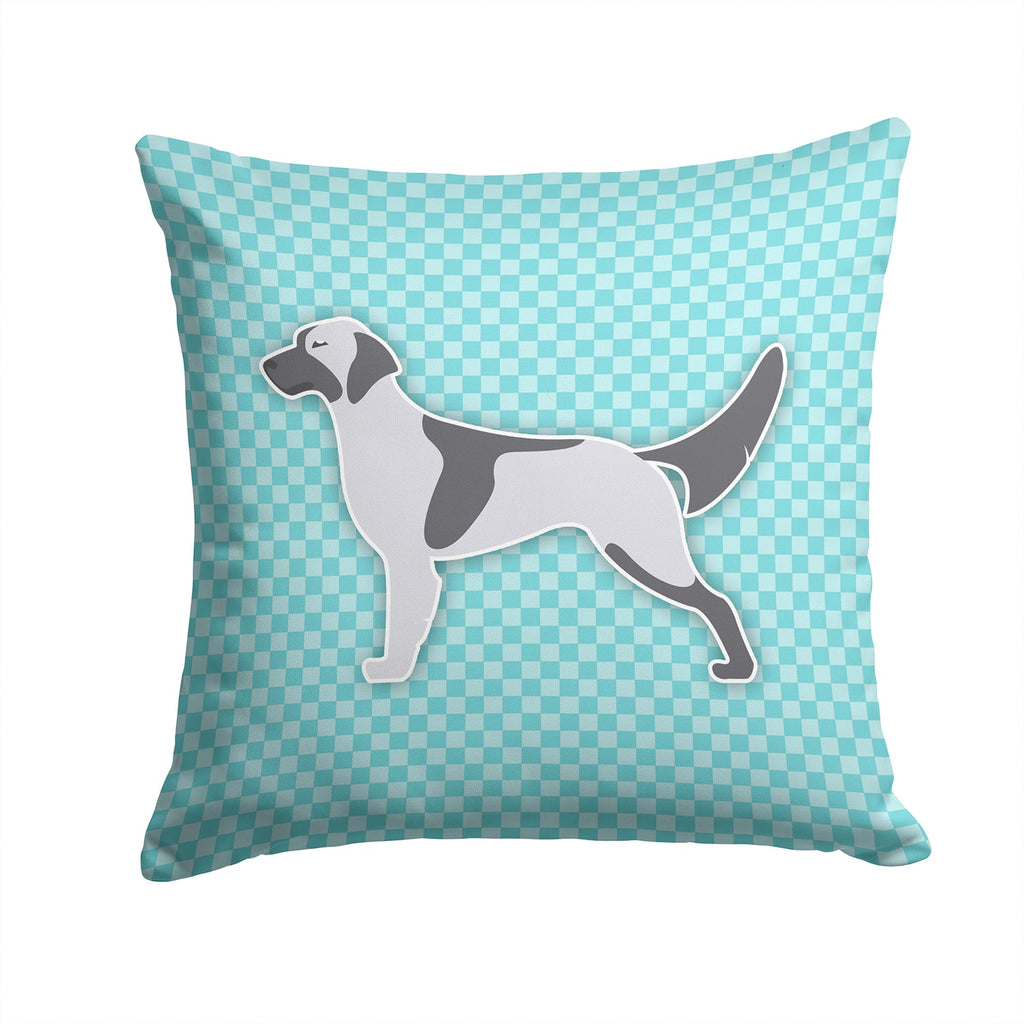 English Setter  Checkerboard Blue Decorative Throw Pillow 14x14 Indoor Outdoor Accent Cushion, Fabric Cover with Insert for Sofa, Bed, Porch & Living Room