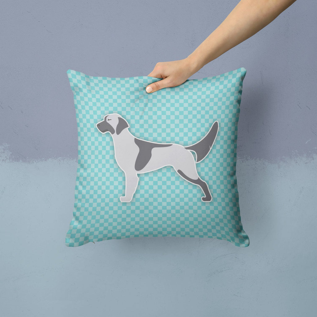 English Setter  Checkerboard Blue Decorative Throw Pillow 14x14 Indoor Outdoor Accent Cushion, Fabric Cover with Insert for Sofa, Bed, Porch & Living Room