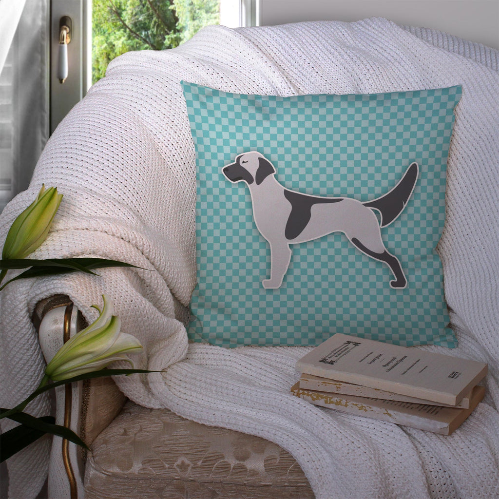 English Setter  Checkerboard Blue Decorative Throw Pillow 14x14 Indoor Outdoor Accent Cushion, Fabric Cover with Insert for Sofa, Bed, Porch & Living Room