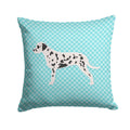 Dalmatian  Checkerboard Blue Decorative Throw Pillow 14x14 Indoor Outdoor Accent Cushion, Fabric Cover with Insert for Sofa, Bed, Porch & Living Room