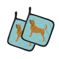 Bloodhound  Checkerboard Blue Pot Holder Set of 2 Heat Resistant Quilted Hot Pads 7.5 x 7.5 Inch, Insulated Kitchen Trivets for Cooking & Baking