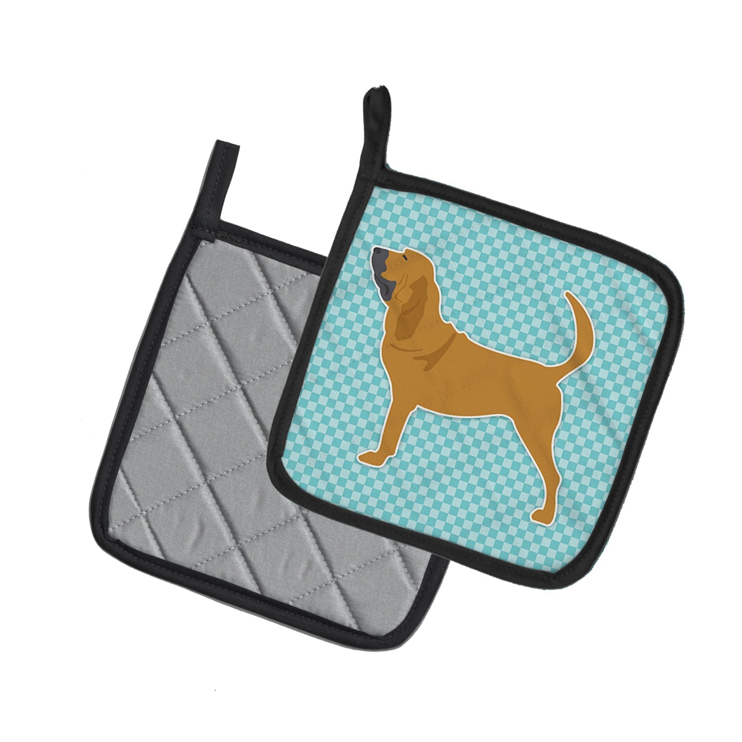 Bloodhound  Checkerboard Blue Pot Holder Set of 2 Heat Resistant Quilted Hot Pads 7.5 x 7.5 Inch, Insulated Kitchen Trivets for Cooking & Baking