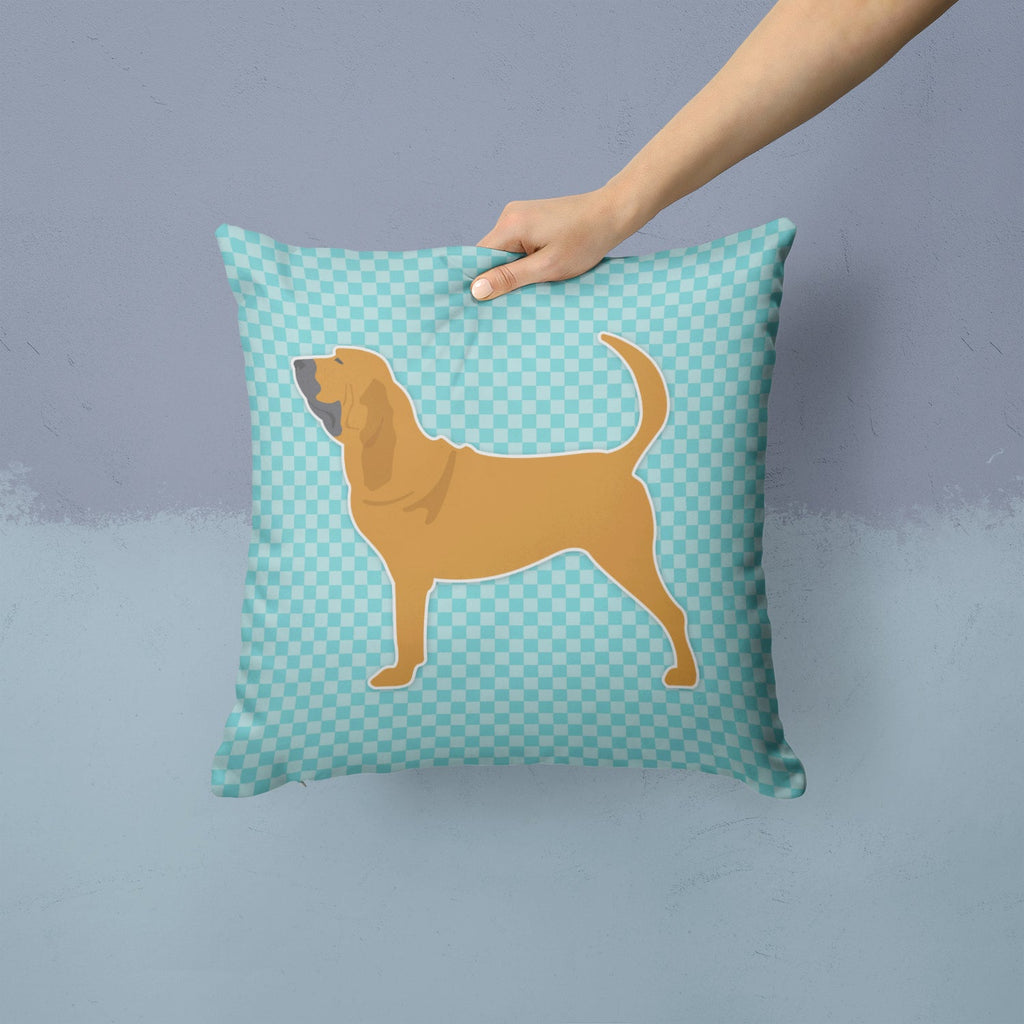 Bloodhound  Checkerboard Blue Decorative Throw Pillow 14x14 Indoor Outdoor Accent Cushion, Fabric Cover with Insert for Sofa, Bed, Porch & Living Room