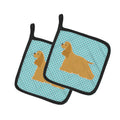 Cocker Spaniel  Checkerboard Blue Pot Holder Set of 2 Heat Resistant Quilted Hot Pads 7.5 x 7.5 Inch, Insulated Kitchen Trivets for Cooking & Baking