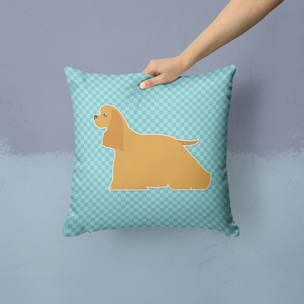 Cocker Spaniel  Checkerboard Blue Decorative Throw Pillow 14x14 Indoor Outdoor Accent Cushion, Fabric Cover with Insert for Sofa, Bed, Porch & Living Room