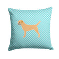 Border Terrier  Checkerboard Blue Decorative Throw Pillow 14x14 Indoor Outdoor Accent Cushion, Fabric Cover with Insert for Sofa, Bed, Porch & Living Room