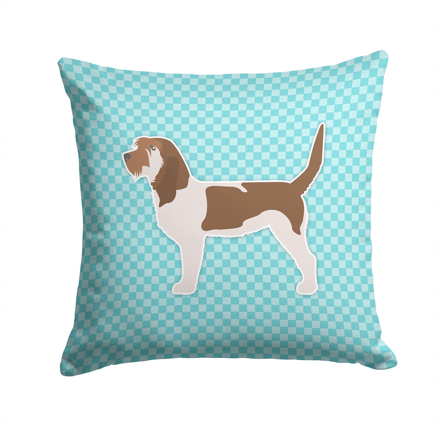 Grand Basset Griffon Vendeen  Checkerboard Blue Decorative Throw Pillow 14x14 Indoor Outdoor Accent Cushion, Fabric Cover with Insert for Sofa, Bed, Porch & Living Room