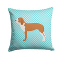 Spanish Hound  Checkerboard Blue Decorative Throw Pillow 14x14 Indoor Outdoor Accent Cushion, Fabric Cover with Insert for Sofa, Bed, Porch & Living Room