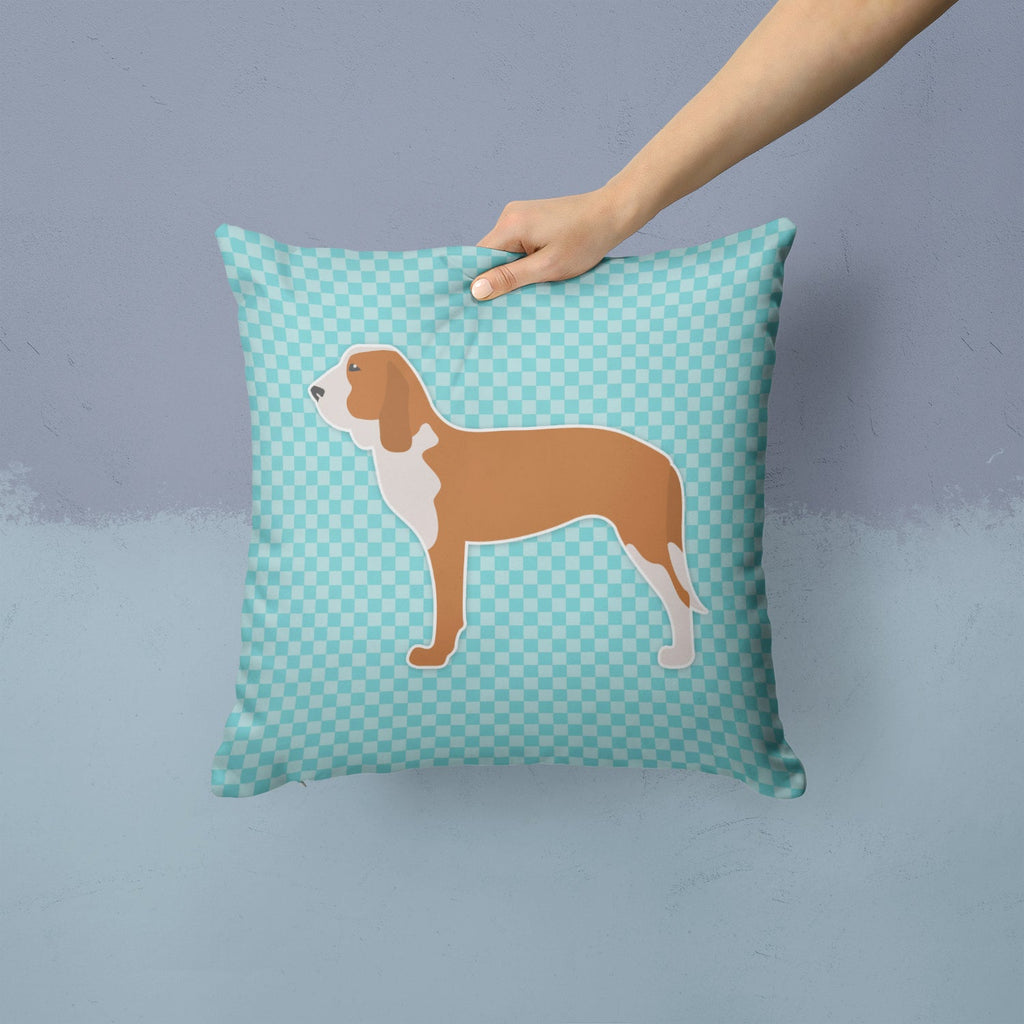 Spanish Hound  Checkerboard Blue Decorative Throw Pillow 14x14 Indoor Outdoor Accent Cushion, Fabric Cover with Insert for Sofa, Bed, Porch & Living Room