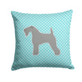 Kerry Blue Terrier  Checkerboard Blue Decorative Throw Pillow 14x14 Indoor Outdoor Accent Cushion, Fabric Cover with Insert for Sofa, Bed, Porch & Living Room