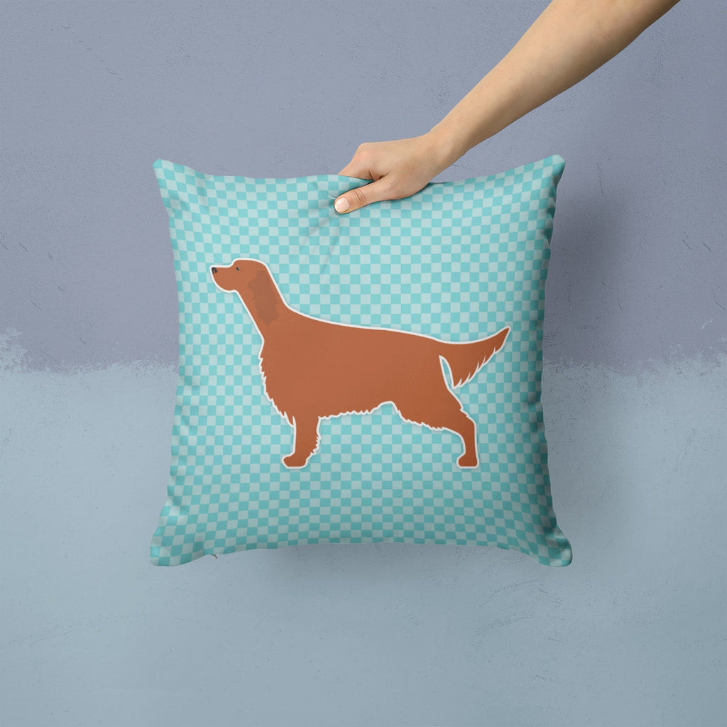 Irish Setter  Checkerboard Blue Decorative Throw Pillow 14x14 Indoor Outdoor Accent Cushion, Fabric Cover with Insert for Sofa, Bed, Porch & Living Room