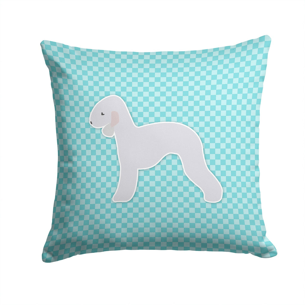 Bedlington Terrier  Checkerboard Blue Decorative Throw Pillow 14x14 Indoor Outdoor Accent Cushion, Fabric Cover with Insert for Sofa, Bed, Porch & Living Room