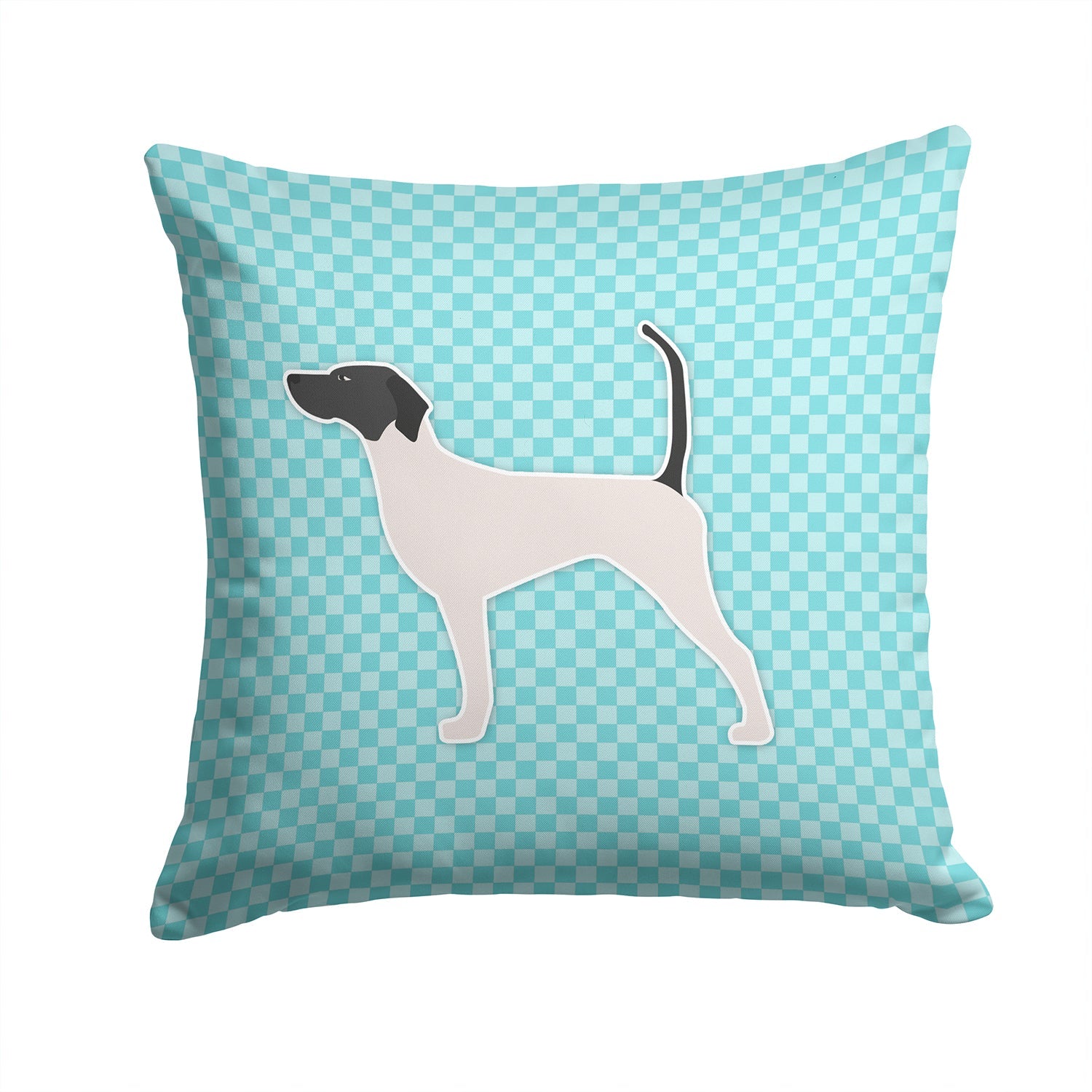 English Pointer  Checkerboard Blue Decorative Throw Pillow 14x14 Indoor Outdoor Accent Cushion, Fabric Cover with Insert for Sofa, Bed, Porch & Living Room