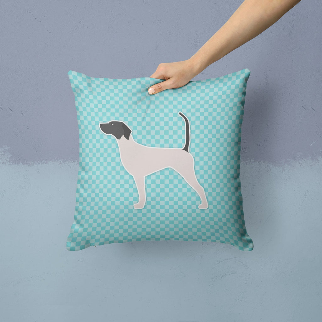 English Pointer  Checkerboard Blue Decorative Throw Pillow 14x14 Indoor Outdoor Accent Cushion, Fabric Cover with Insert for Sofa, Bed, Porch & Living Room