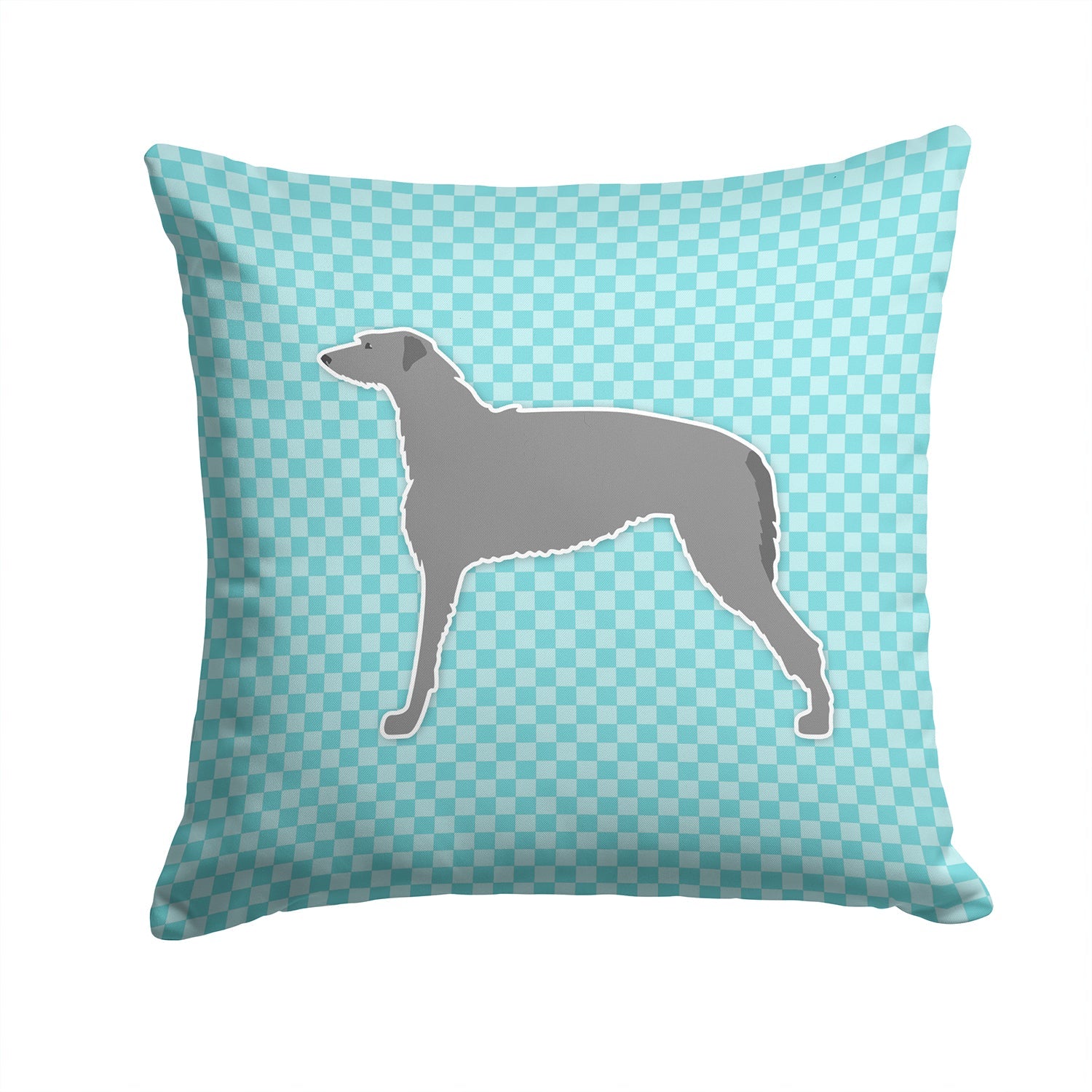 Scottish Deerhound  Checkerboard Blue Decorative Throw Pillow 14x14 Indoor Outdoor Accent Cushion, Fabric Cover with Insert for Sofa, Bed, Porch & Living Room