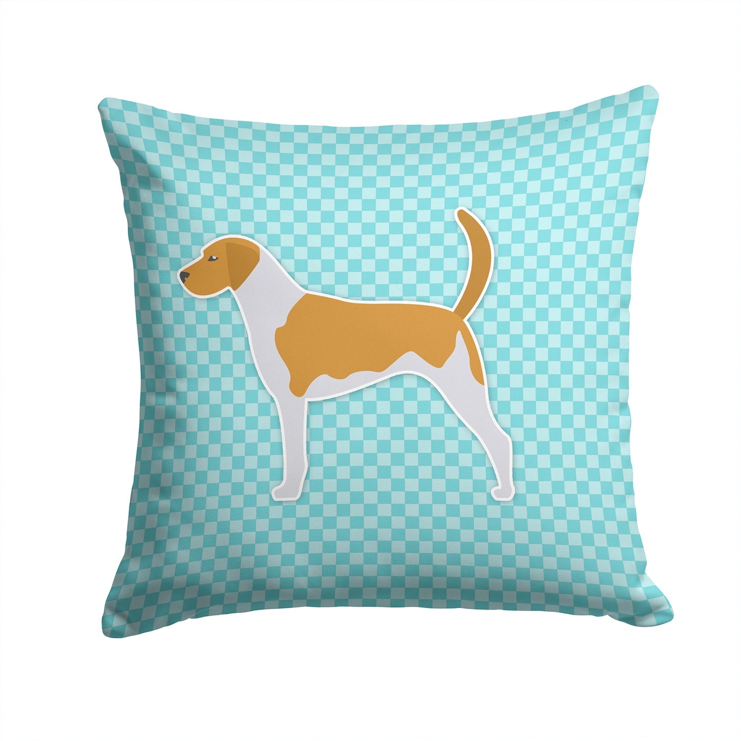 American Foxhound  Checkerboard Blue Decorative Throw Pillow 14x14 Indoor Outdoor Accent Cushion, Fabric Cover with Insert for Sofa, Bed, Porch & Living Room