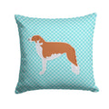 Borzoi Russian Greyhound  Checkerboard Blue Decorative Throw Pillow 14x14 Indoor Outdoor Accent Cushion, Fabric Cover with Insert for Sofa, Bed, Porch & Living Room