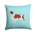 Welsh Springer Spaniel  Checkerboard Blue Decorative Throw Pillow 14x14 Indoor Outdoor Accent Cushion, Fabric Cover with Insert for Sofa, Bed, Porch & Living Room
