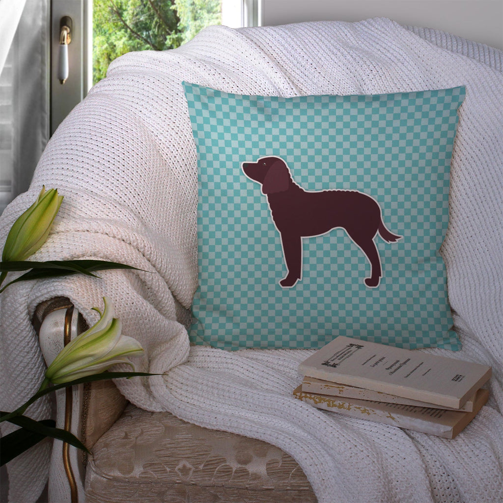 American Water Spaniel  Checkerboard Blue Decorative Throw Pillow 14x14 Indoor Outdoor Accent Cushion, Fabric Cover with Insert for Sofa, Bed, Porch & Living Room
