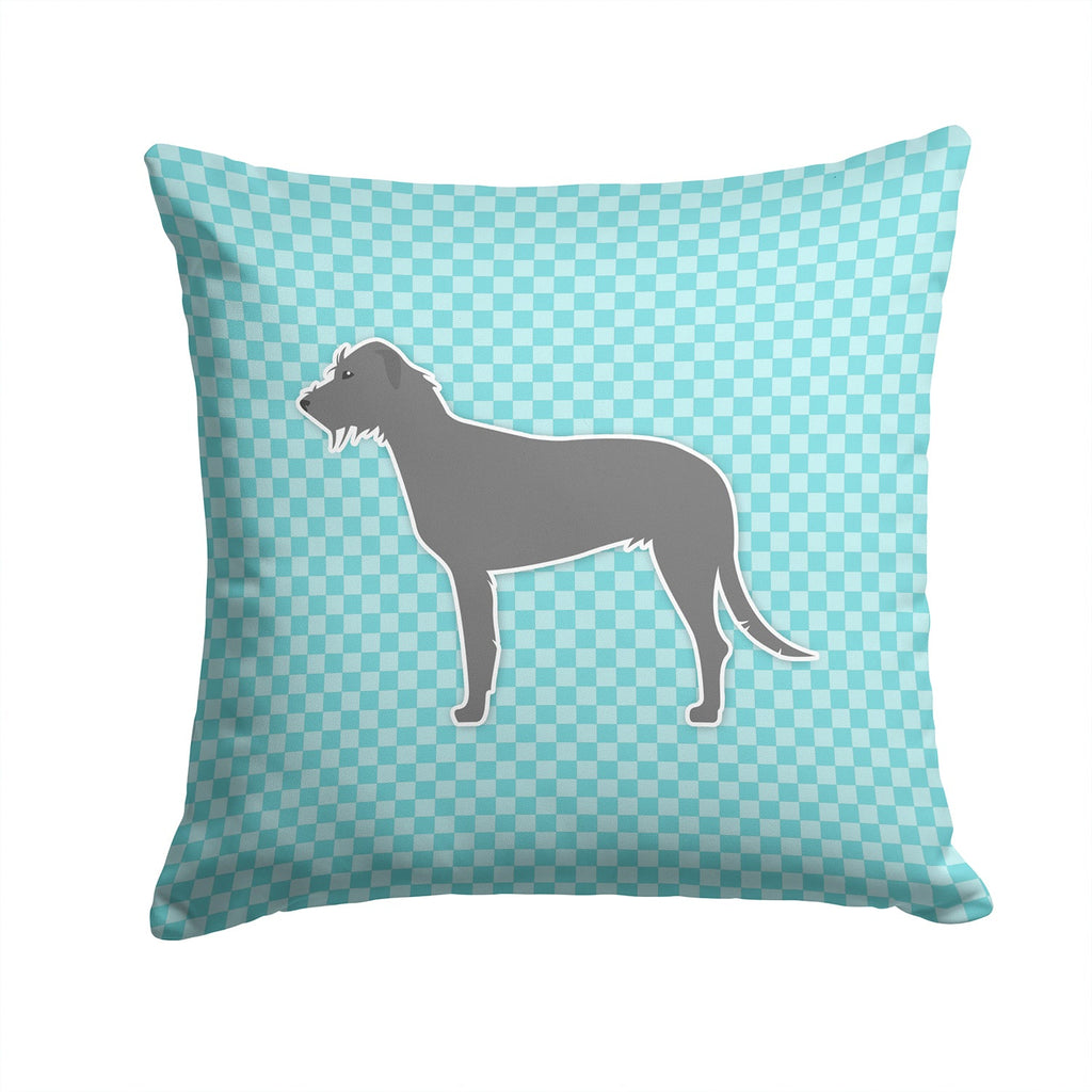 Irish Wolfhound  Checkerboard Blue Decorative Throw Pillow 14x14 Indoor Outdoor Accent Cushion, Fabric Cover with Insert for Sofa, Bed, Porch & Living Room