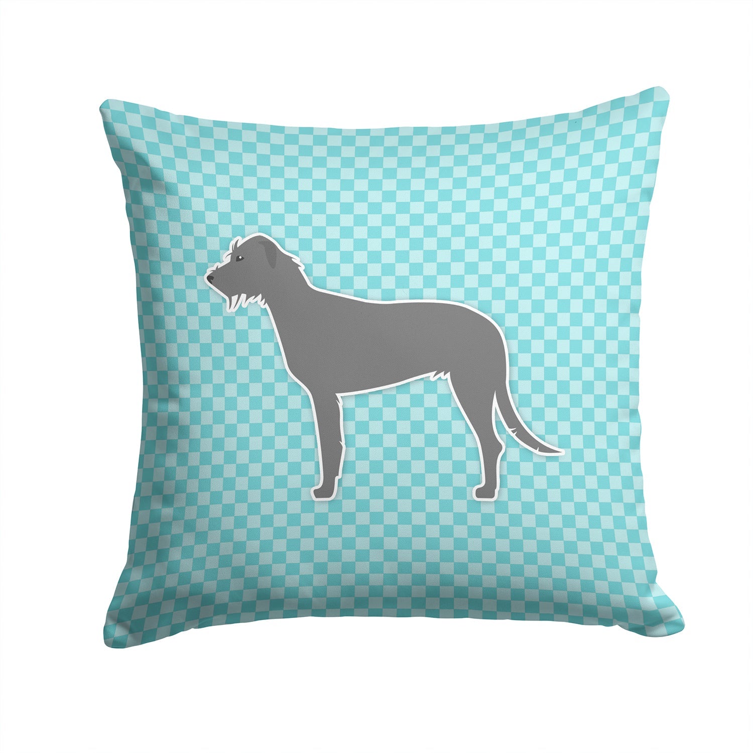 Irish Wolfhound  Checkerboard Blue Decorative Throw Pillow 14x14 Indoor Outdoor Accent Cushion, Fabric Cover with Insert for Sofa, Bed, Porch & Living Room