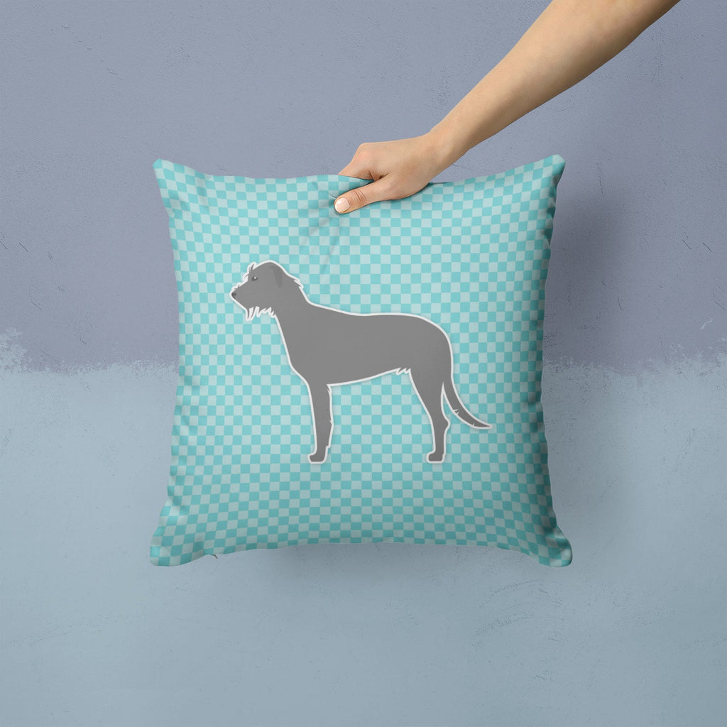 Irish Wolfhound  Checkerboard Blue Decorative Throw Pillow 14x14 Indoor Outdoor Accent Cushion, Fabric Cover with Insert for Sofa, Bed, Porch & Living Room