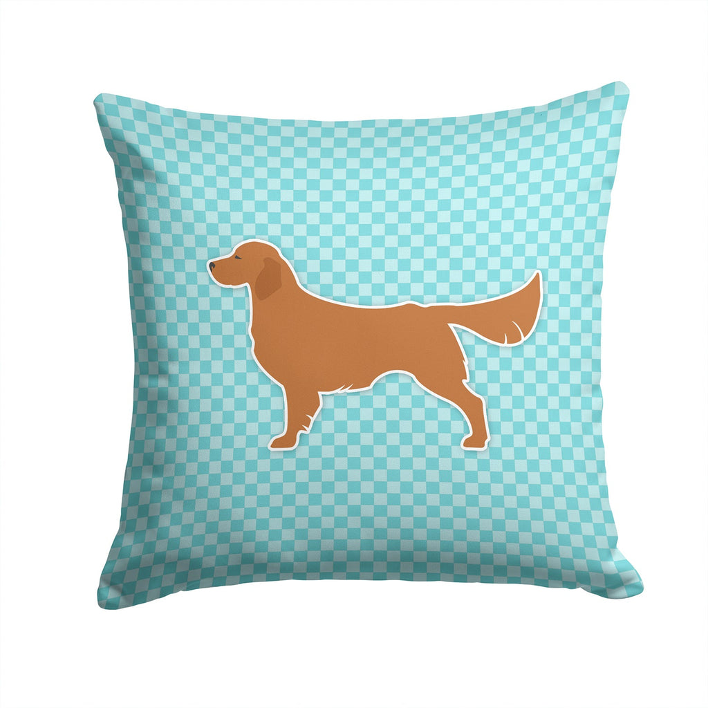 Golden Retriever  Checkerboard Blue Decorative Throw Pillow 14x14 Indoor Outdoor Accent Cushion, Fabric Cover with Insert for Sofa, Bed, Porch & Living Room