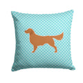 Golden Retriever  Checkerboard Blue Decorative Throw Pillow 14x14 Indoor Outdoor Accent Cushion, Fabric Cover with Insert for Sofa, Bed, Porch & Living Room