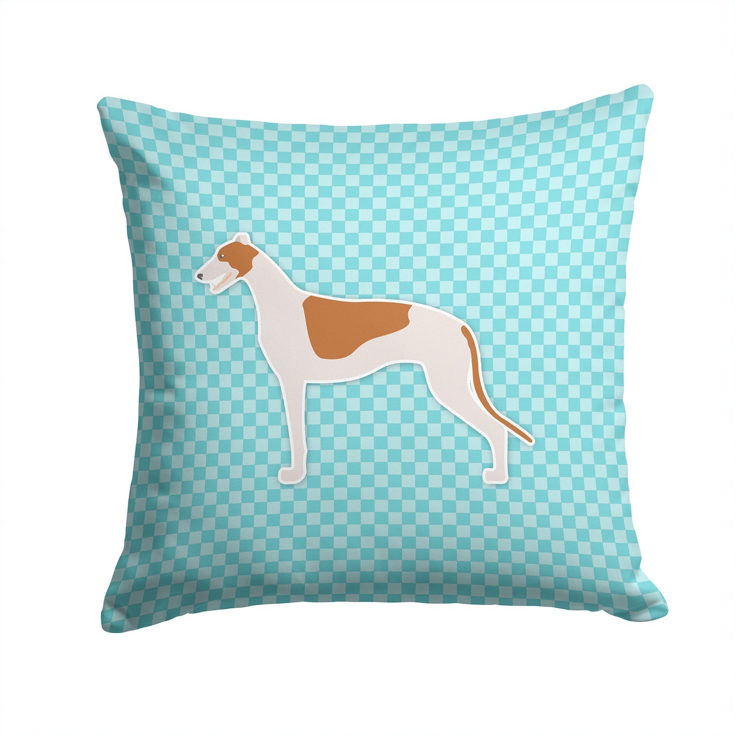Greyhound  Checkerboard Blue Decorative Throw Pillow 14x14 Indoor Outdoor Accent Cushion, Fabric Cover with Insert for Sofa, Bed, Porch & Living Room