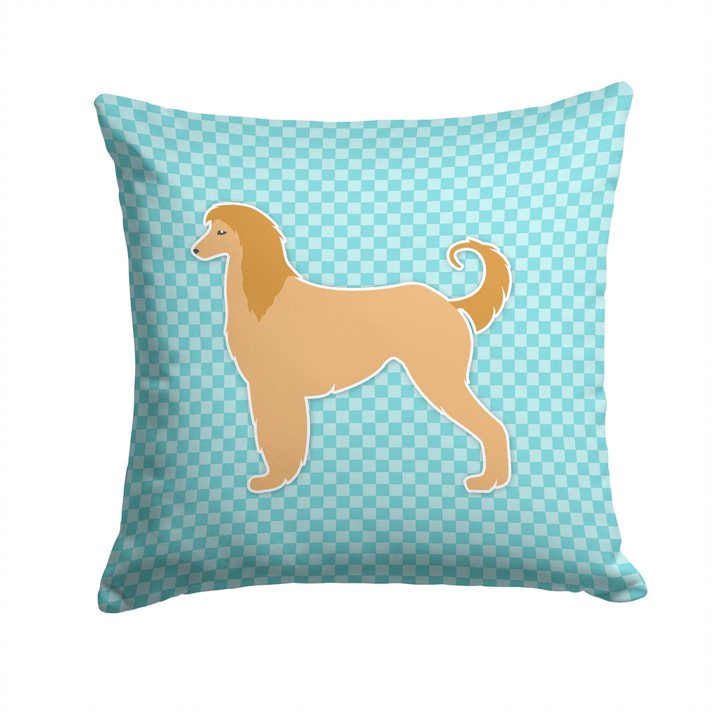 Afghan Hound  Checkerboard Blue Decorative Throw Pillow 14x14 Indoor Outdoor Accent Cushion, Fabric Cover with Insert for Sofa, Bed, Porch & Living Room