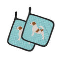 Jack Russell Terrier  Checkerboard Blue Pot Holder Set of 2 Heat Resistant Quilted Hot Pads 7.5 x 7.5 Inch, Insulated Kitchen Trivets for Cooking & Baking
