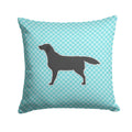 Black Labrador Retriever  Checkerboard Blue Decorative Throw Pillow 14x14 Indoor Outdoor Accent Cushion, Fabric Cover with Insert for Sofa, Bed, Porch & Living Room