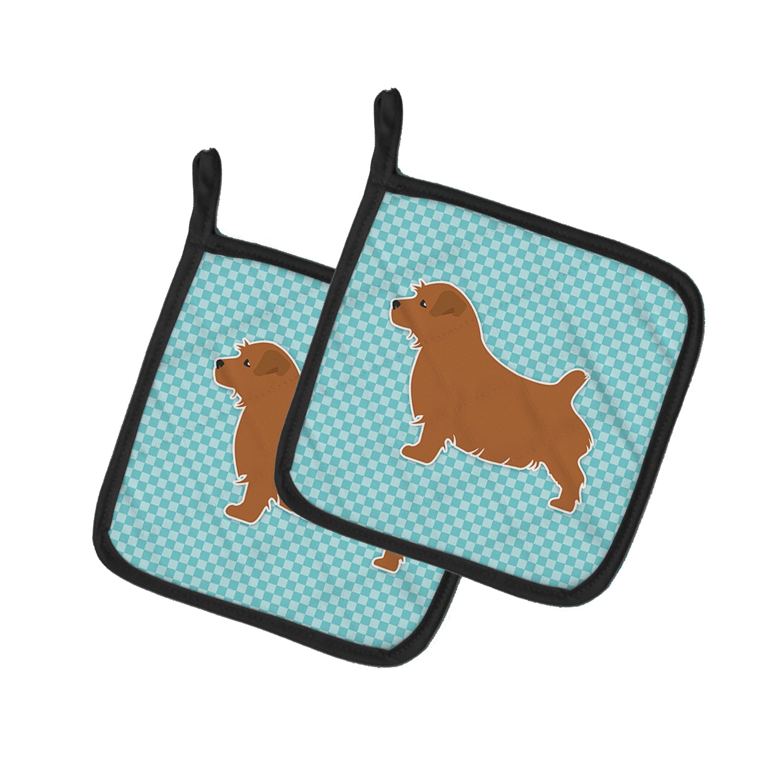 Norfolk Terrier  Checkerboard Blue Pot Holder Set of 2 Heat Resistant Quilted Hot Pads 7.5 x 7.5 Inch, Insulated Kitchen Trivets for Cooking & Baking