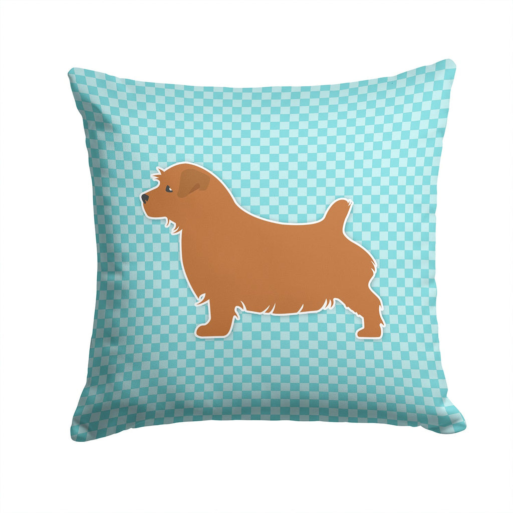 Norfolk Terrier  Checkerboard Blue Decorative Throw Pillow 14x14 Indoor Outdoor Accent Cushion, Fabric Cover with Insert for Sofa, Bed, Porch & Living Room